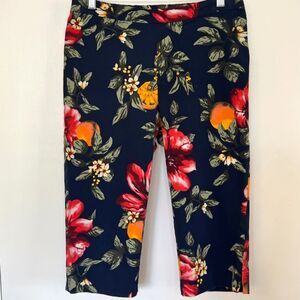 NWOT ISAAC MIZRAHI ORANGE BLOSSOM FLORAL PEDAL PUSHER CAPRIS SIZE 8